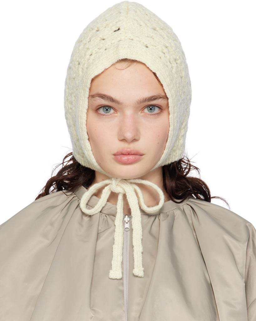 AMOMENTO Off-White Crochet Knit Bonnet - Hats - BeyondStyle