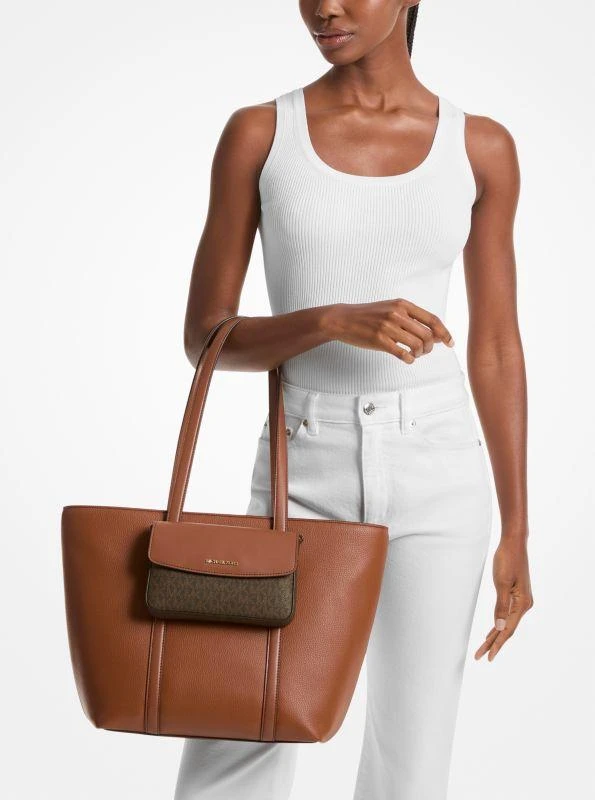 Michael Kors Jet Set 2-in-1 Pebbled Leather and Logo Tote Bag 3