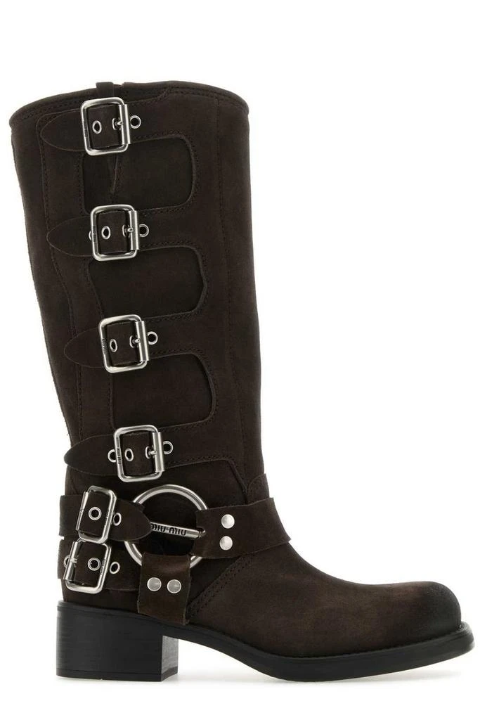 Miu Miu Miu Miu Logo-Engraved Buckle-Detailed Block-Heeled Boots 1