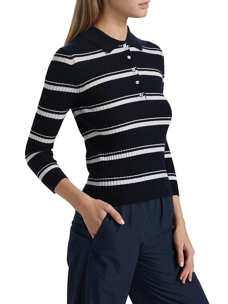 Vince Cashmere-Silk Striped Polo Top 4