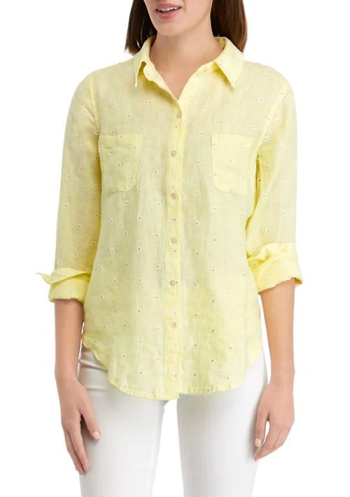 Lilly Pulitzer Pulitzer Womens Sea View Linen Button Down Top 1