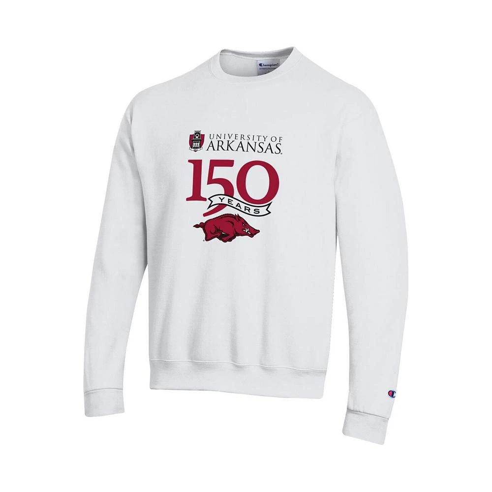 Champion Men's White Arkansas Razorbacks 150th Anniversary Pullover Sweatshirt 2