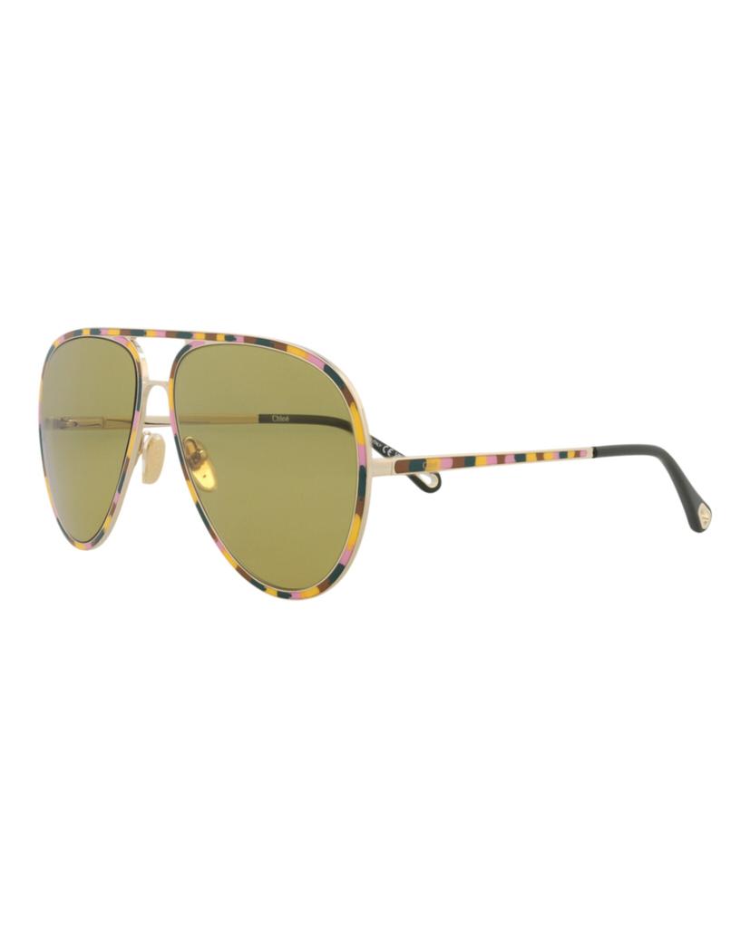 Chloé Aviator-Frame Metal Sunglasses