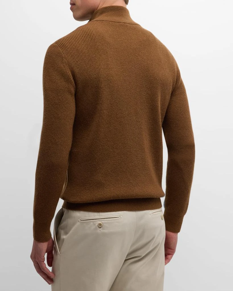 Neiman Marcus Men's Ribbed Quarter-Zip Sweater 3