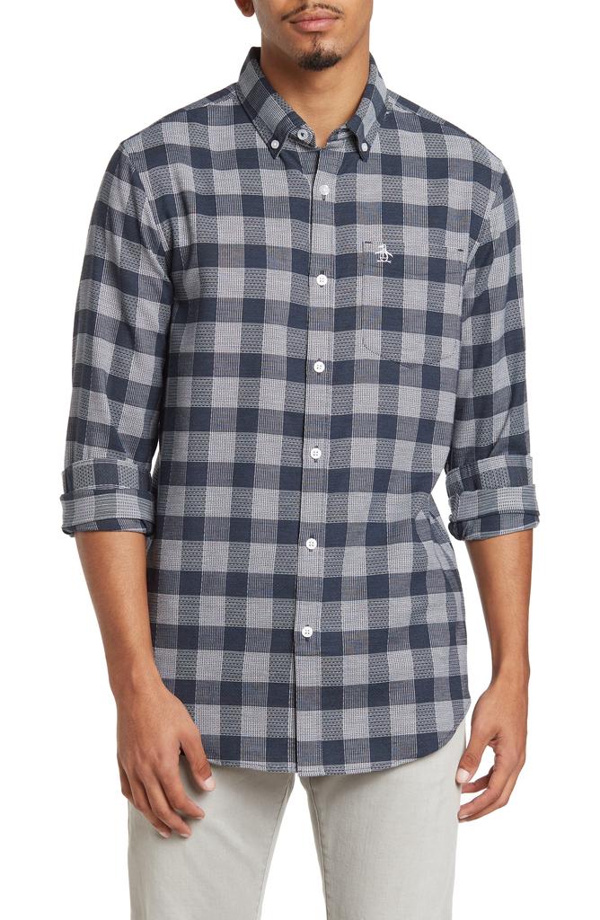 Original Penguin Long Sleeve Dobby Plaid Button-Up Shirt