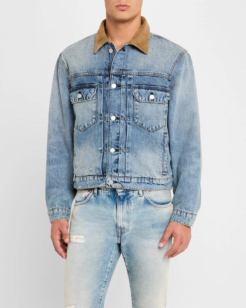 FRAME Men's Denim Jacket with Suede Collar 4