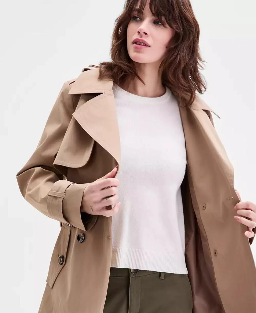 London Fog Women
s Short Double-Breasted Belted Trench Coat 4