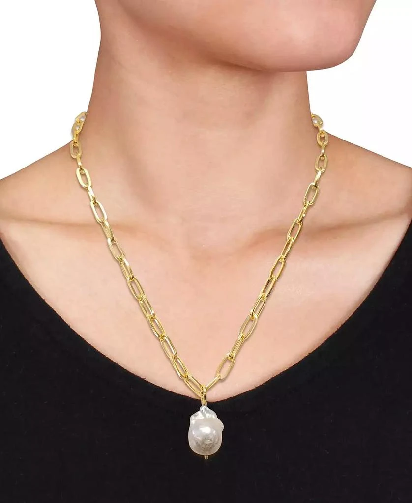 Macy's Cultured Freshwater Baroque Pearl (13-14mm) Solitaire 20" Pendant Necklace in 18k Gold-Plated Sterling Silver 2