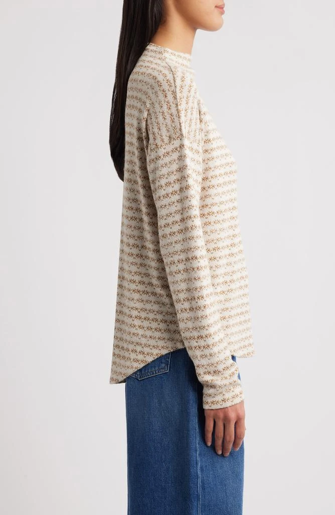 Bobeau Jacquard Mock Neck Knit Top 3