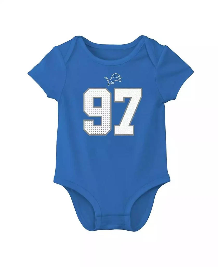 NIKE Baby Boys and Girls Aidan Hutchinson Blue Detroit Lions Player Name Number Bodysuit 2