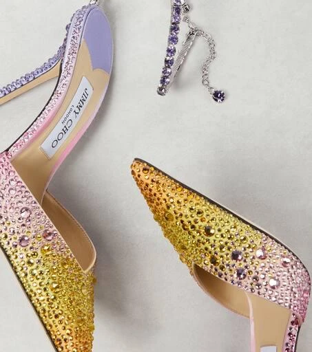Jimmy Choo Saeda 100 embellished satin pumps 6