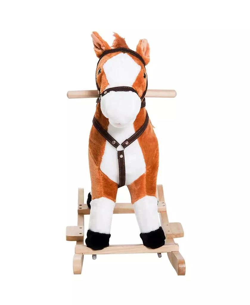 Qaba Kids Plush Toy, Toddler Rocking Horse with Realistic Sounds, 7