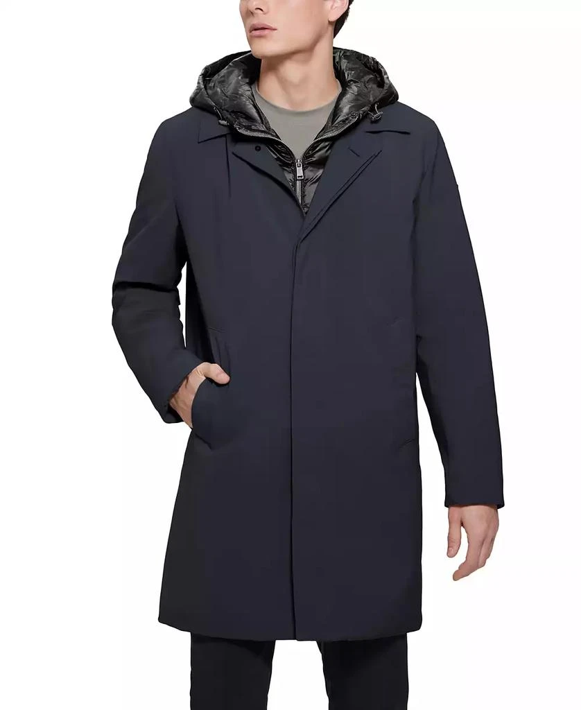 GUESS Men's Colin Raincoat with Removable Nylon Hooded Inset 4