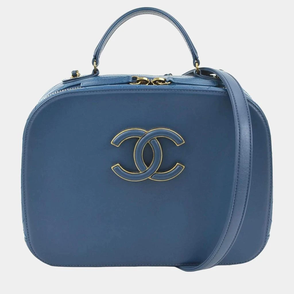 Chanel Chanel Blue Calfskin and Quilted Goatskin Small Coco Curve Vanity Case 1