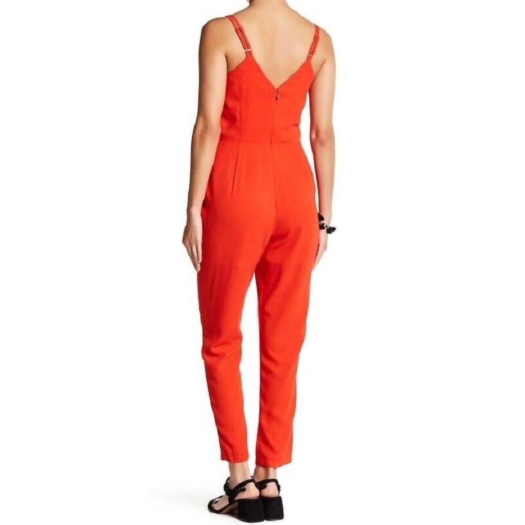 Adelyn Rae Adelyn Rae - Crepe V Neck Spaghetti Straps Jumpsuit