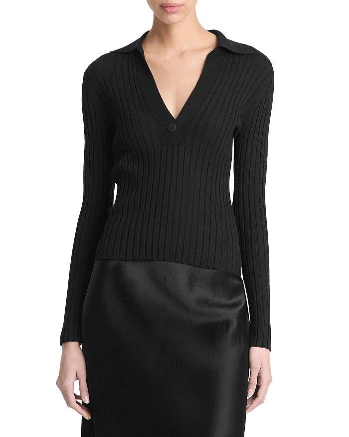 Vince Ribbed Polo Top 1