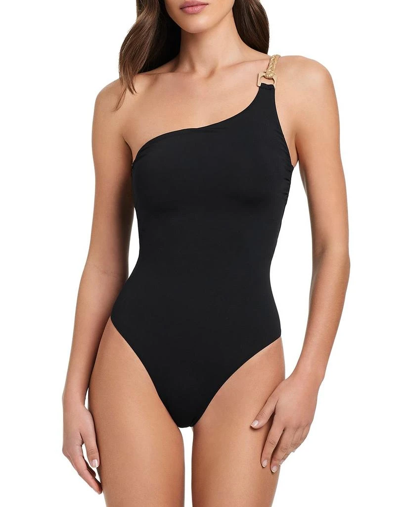 Red Carter One Shoulder One Piece Swimsuit 1