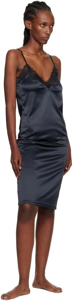 Yasmine Eslami Black Annabelle Satin Slip Midi Dress 4