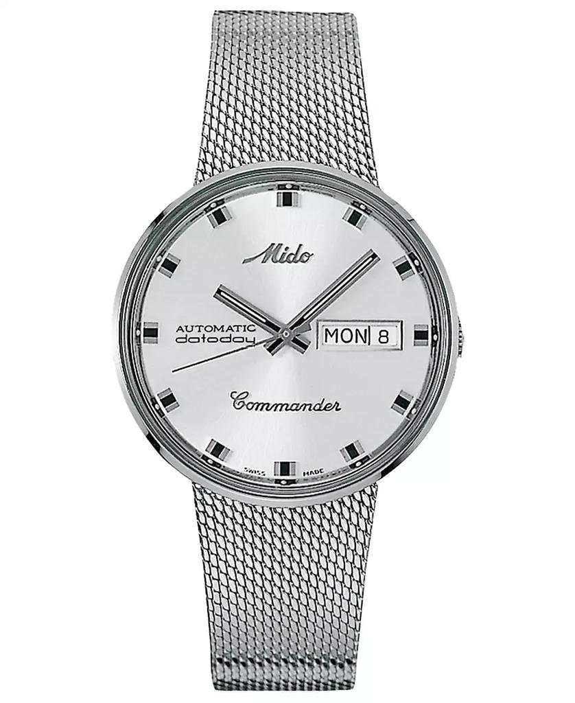 MIDO Men's Swiss Automatic Commander Stainless Steel Mesh Bracelet Watch 37mm