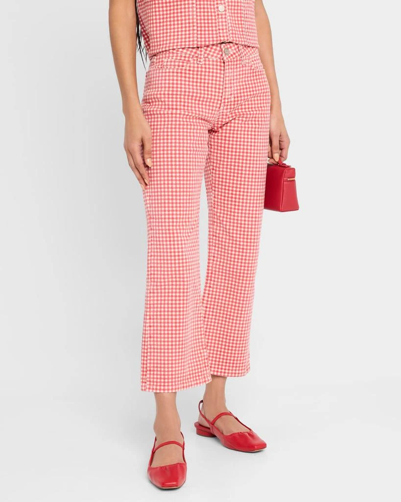 Damson Madder Kenny Gingham Kick-Flare Crop Jeans 4