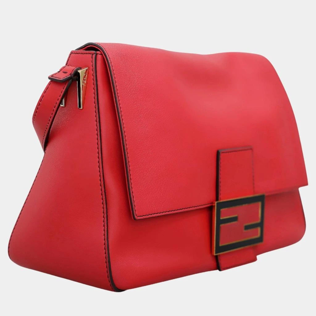Fendi Fendi Red Leather Mamma Baguette Flap Shoulder Bag 5