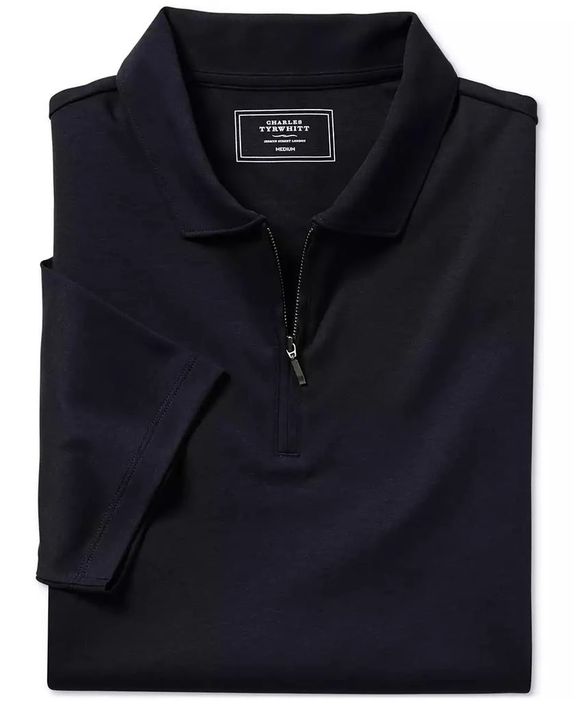 Charles Tyrwhitt Men's Mercerized Cotton Short Sleeve Zipper Polo Shirt 5
