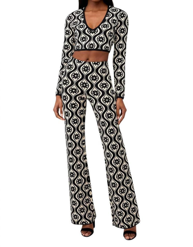 Finders Keepers Quinn Long Sleeve Knit Top In Cream Retro Floral