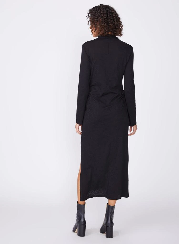 Stateside Supima Slub Long Sleeve Shirred Dress in Black 3