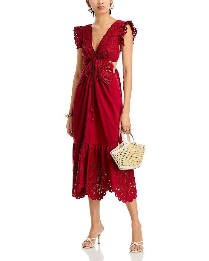 FARM Rio Red Butterfly Midi Dress 3