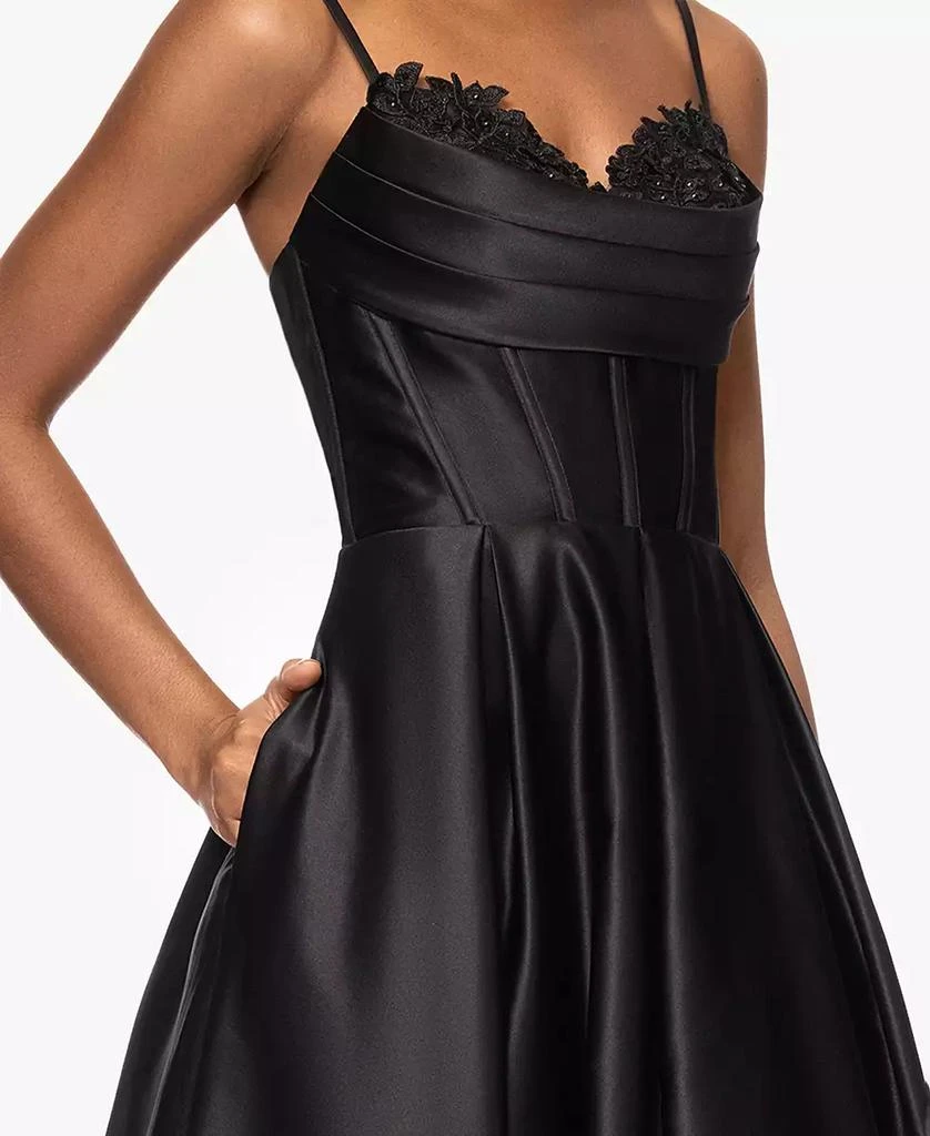 Blondie Nites Juniors' Floral Sweetheart Corset Gown 4
