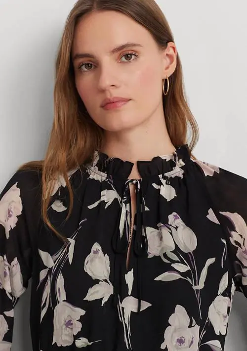 Ralph Lauren Floral Belted Crinkle Georgette Dress 3