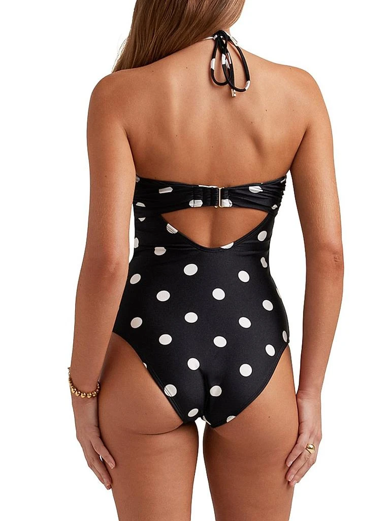 Peony Summer Polka Dot Halter One-Piece Swimsuit 3