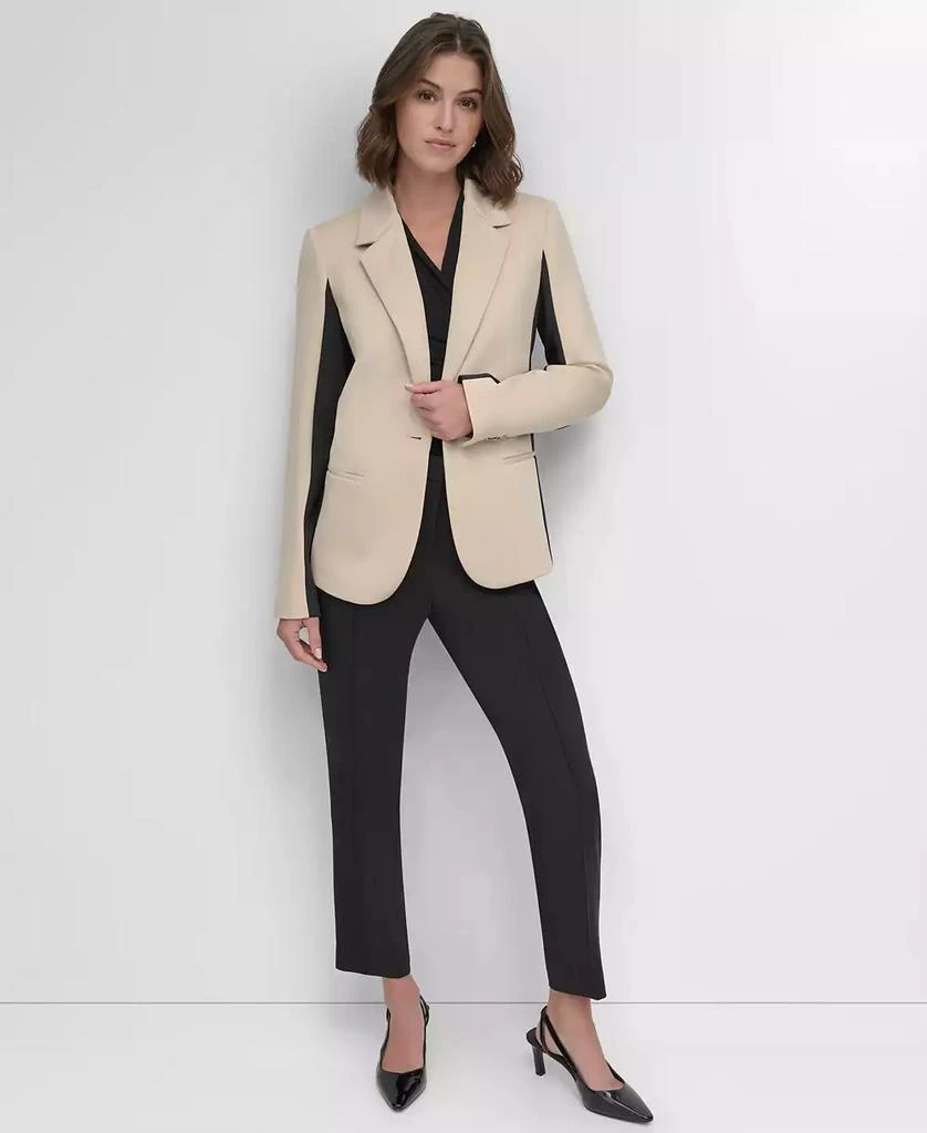 DKNY Women's Two-Tone One-Button Colorblock Blazer 6