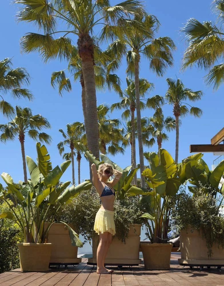 Bershka Bershka ruffled blonde lace mini skirt in yellow Dresses