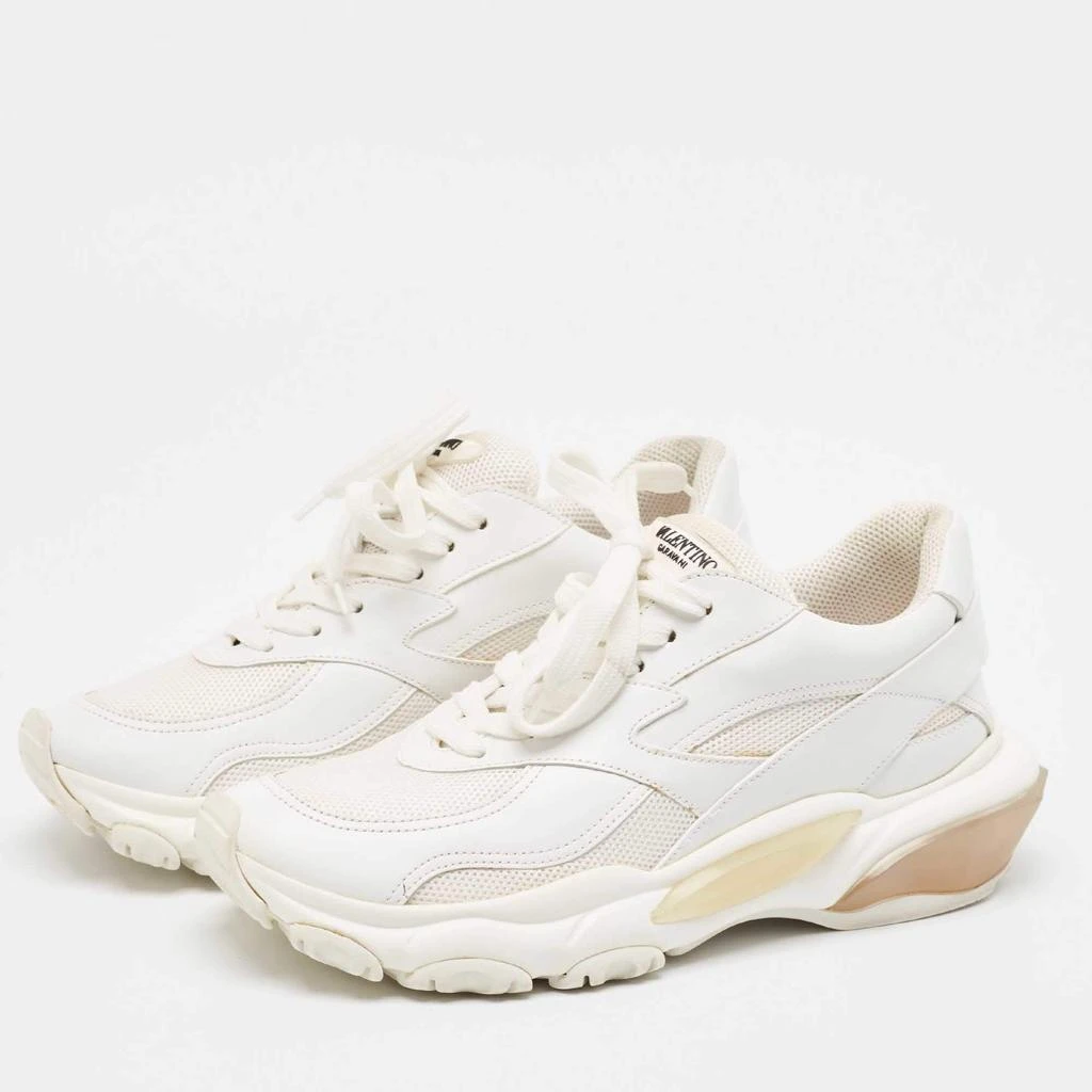 Valentino Valentino White Mesh and Leather Bounce Low-Top Sneakers Size 39.5 2