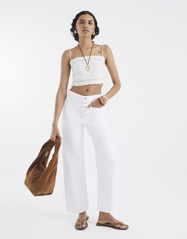 River Island River Island Wide leg cropped jeans in white