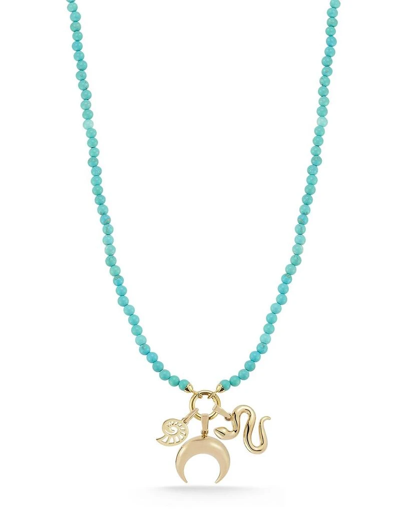 Moon & Meadow 14 Yellow Gold Turquoise Beaded Clip Bale Pendant Necklace, 17" 3