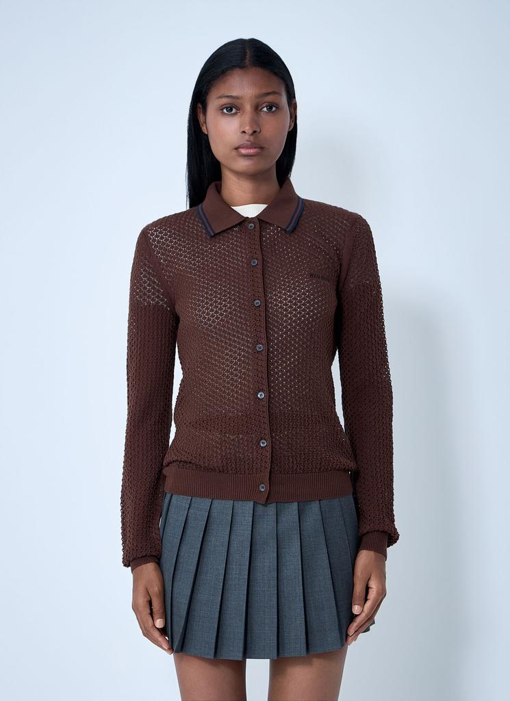 Shop Miu Miu Lace-Trim Ribbed Crewneck Top on Sale at