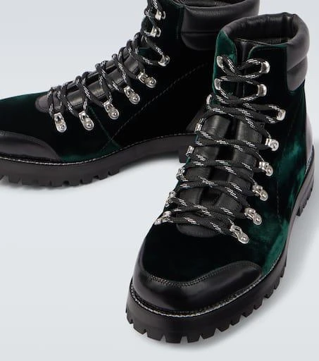 Manolo Blahnik Janka leather-trimmed velvet combat boots 3
