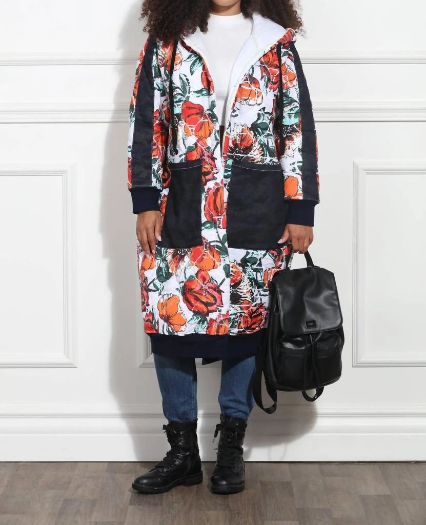Luxe Moda Luxe Moda - Floral Hooded Coat