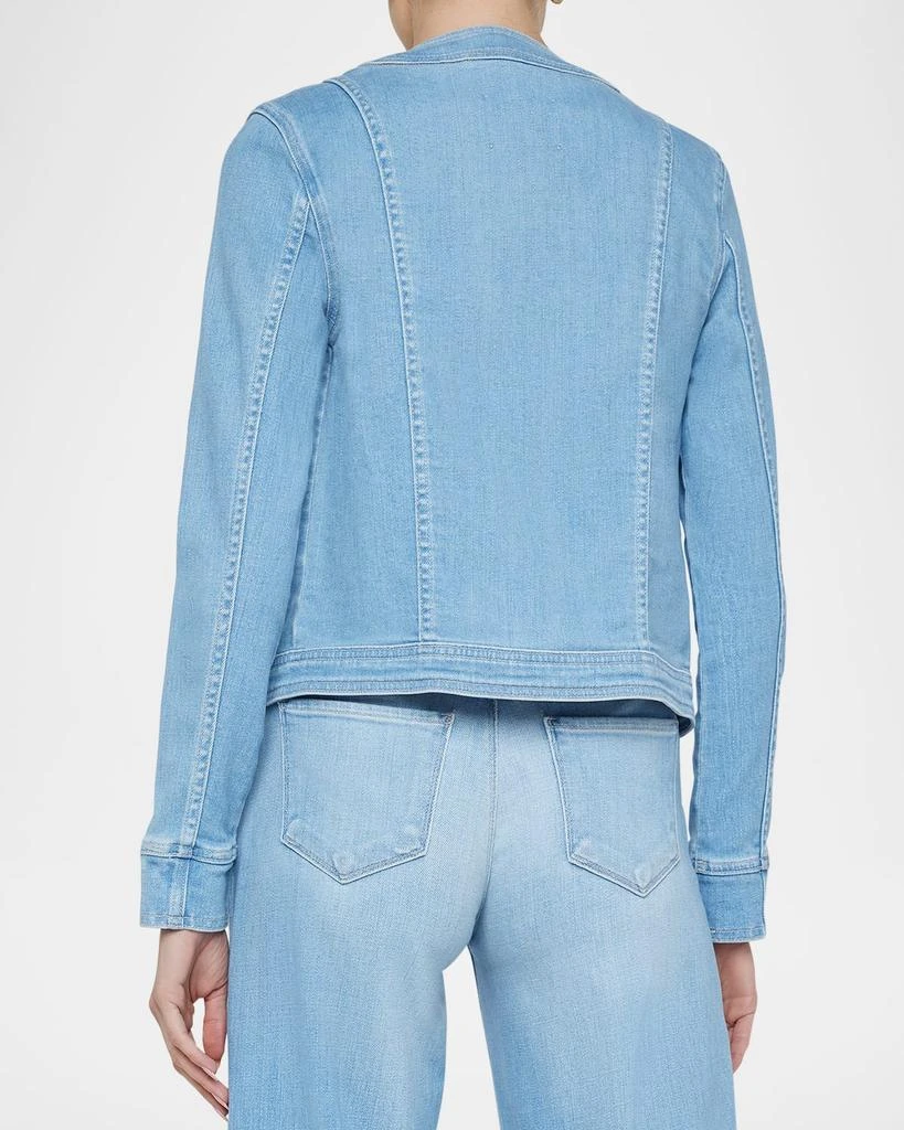 L'Agence Yari Faded Collarless Denim Jacket 4