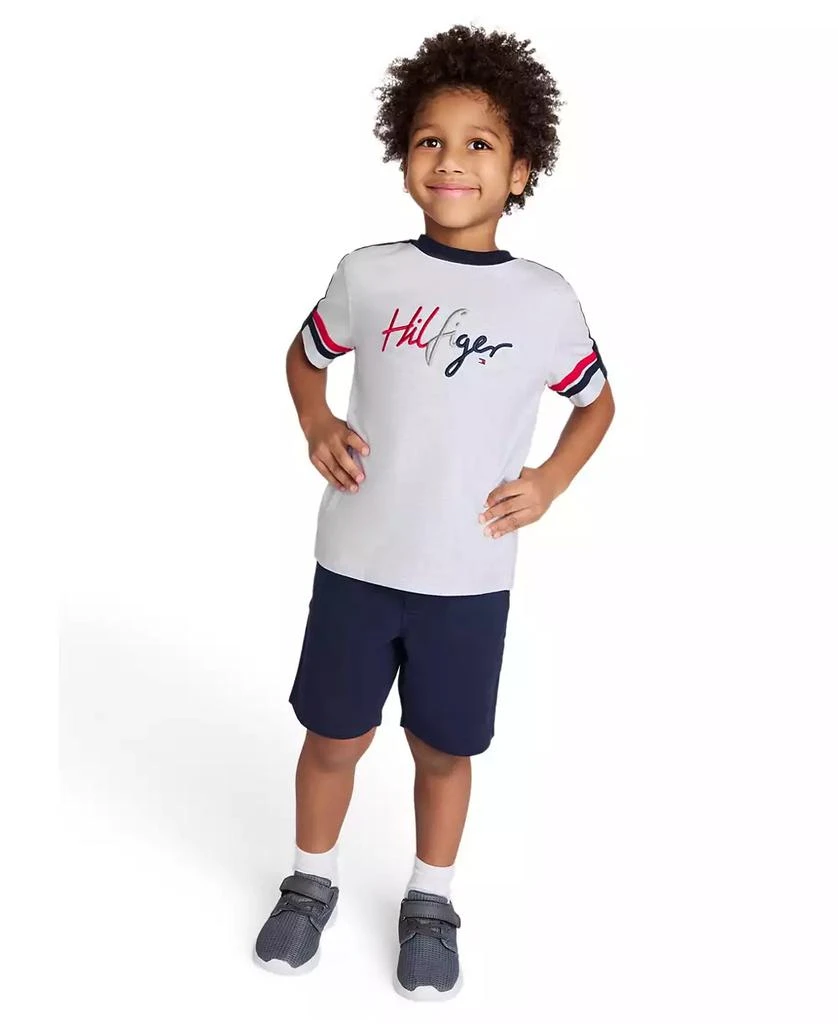 Tommy Hilfiger Toddler Boys 2-Piece Signature Crewneck T-Shirt and Twill Shorts Set