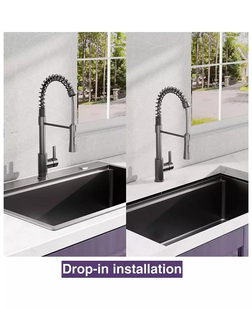 Flynama Gunmetal Kitchen Sink Topmount Workstation Stainless Steel Single Bowl 4