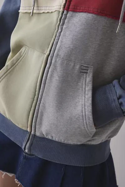 BDG BDG Dusty Colorblock Patchwork Oversized Zip-Up Hoodie Sweatshirt 2