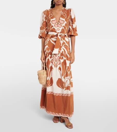 Adriana Degreas Printed puff-sleeve silk maxi dress