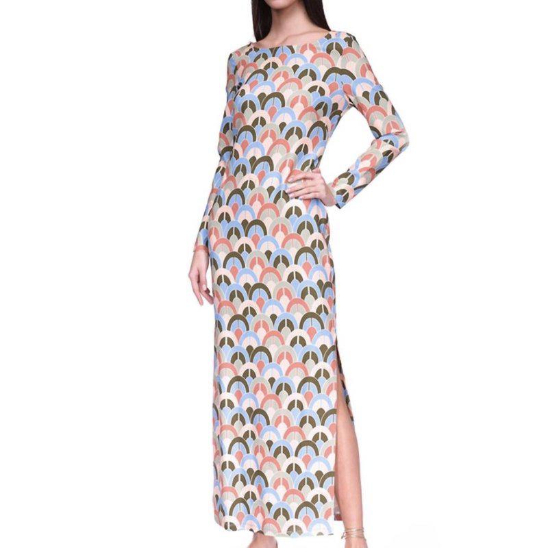 Cara Cara Aria Geo Print Crepe Midi Dress In Geo Moss