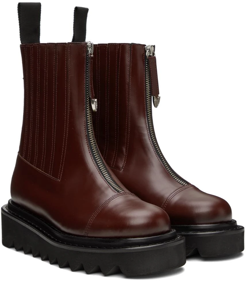 Toga Pulla Burgundy Side Gore Zip Boots 4
