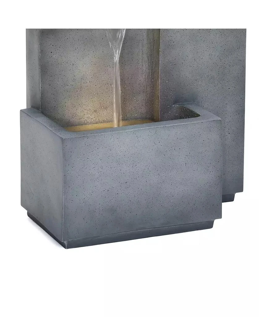 LuxenHome Cascading Gray with Speckled Black Rectangle 20-Inch Tall Resin Garden Fountain with Lights and Planter 5