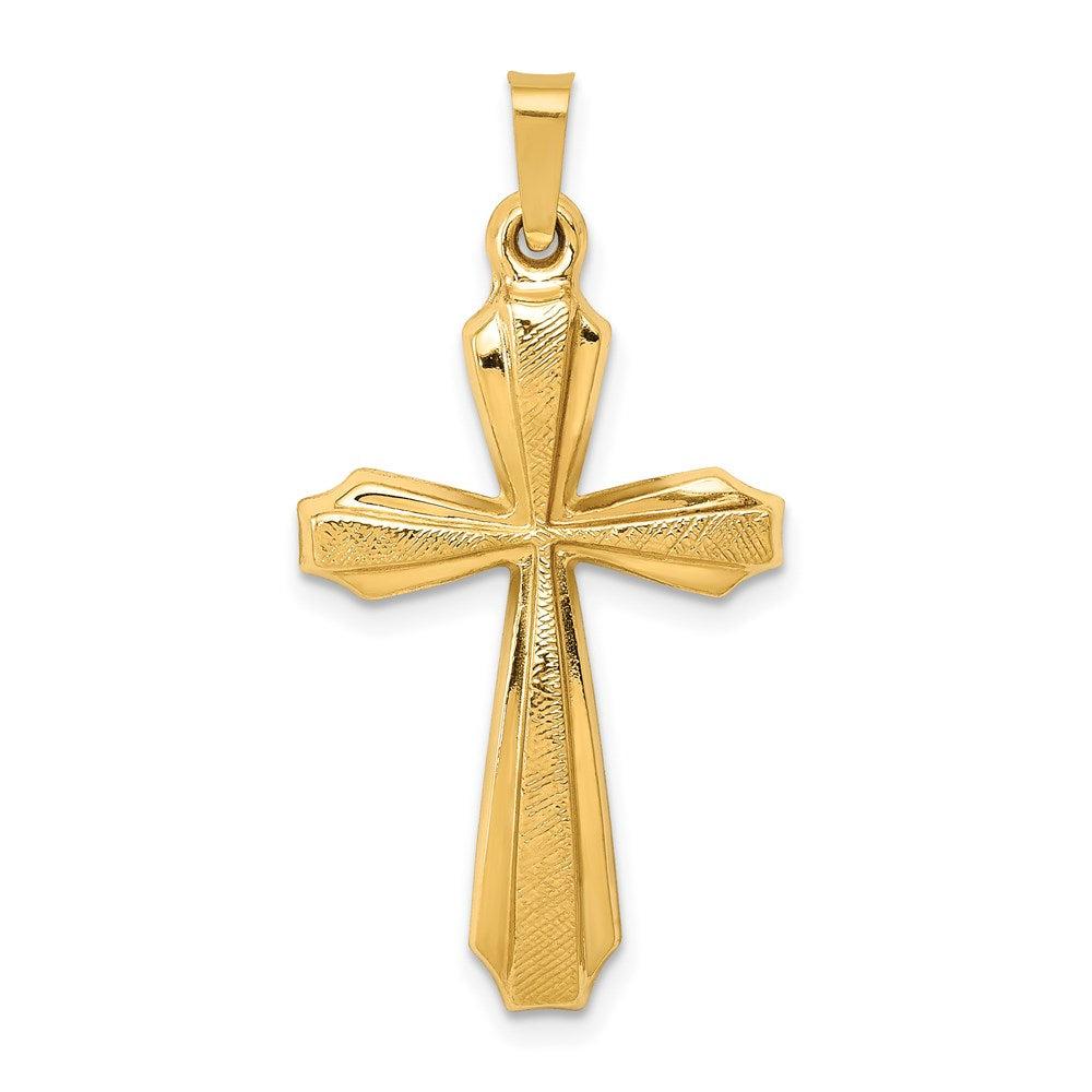 Diamond2Deal 14k Yellow Gold Textured and Polished Passion Cross Pendant