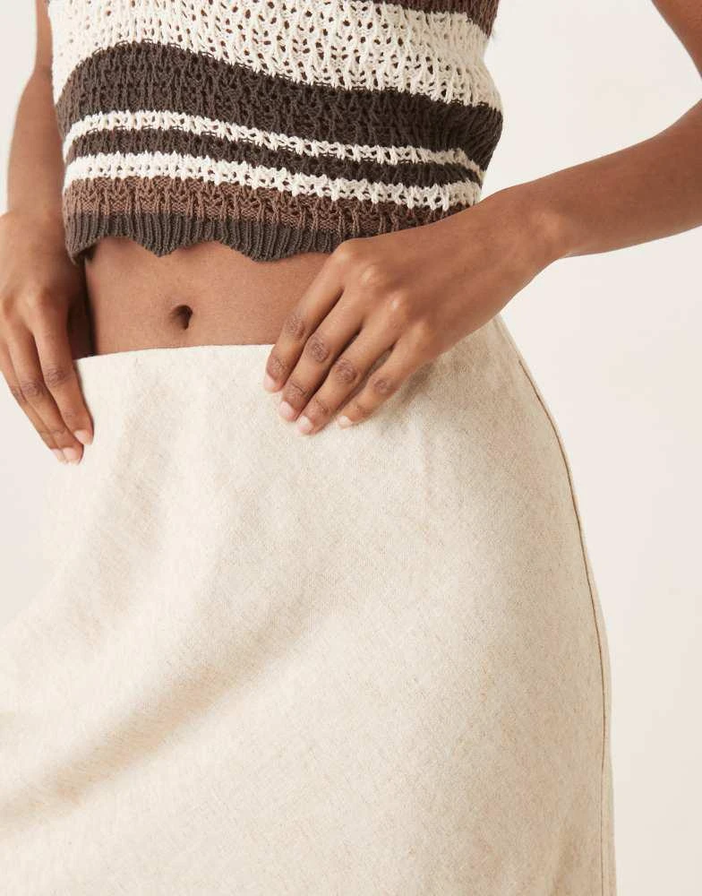 Abercrombie & Fitch Abercrombie & Fitch mid rise linen maxi skirt in oatmeal 4